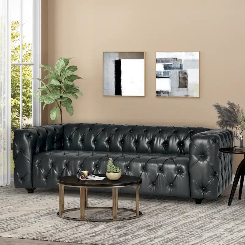 Divano Sagewood Transitional con imbottitura capitonné profonda, di
