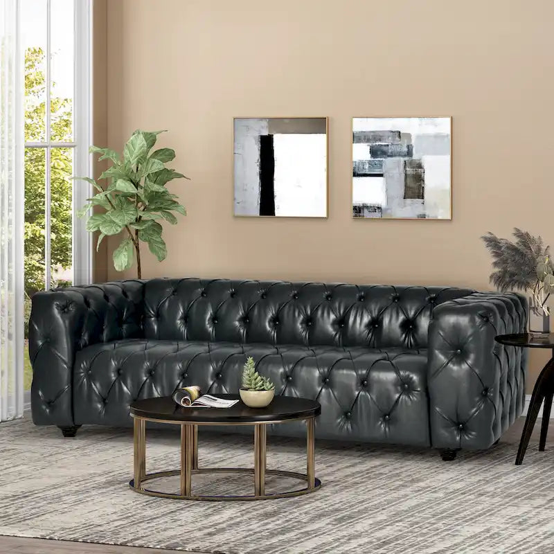 Divano Sagewood Transitional con imbottitura capitonné profonda, di