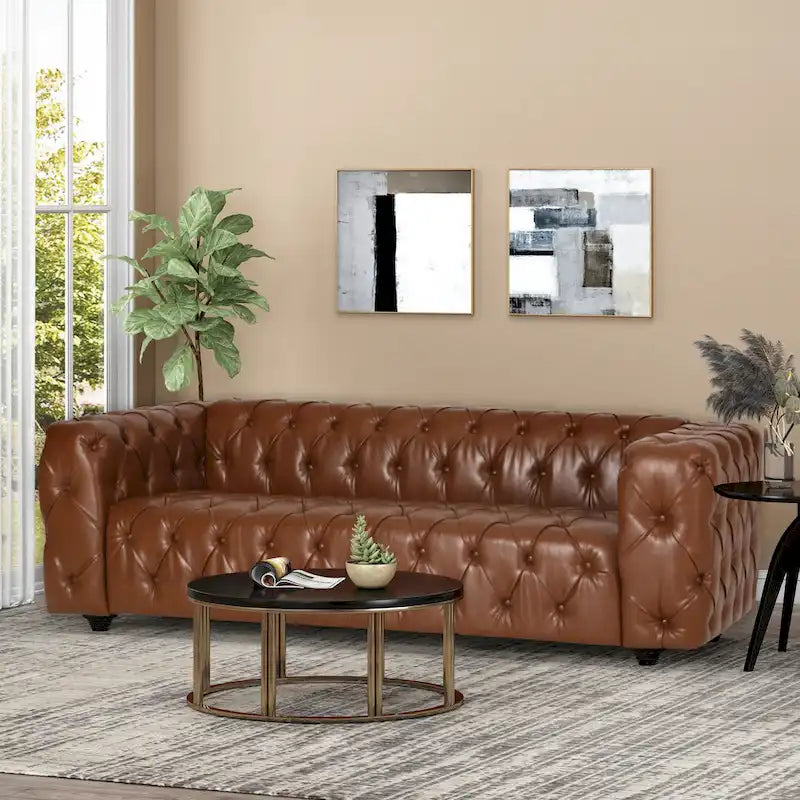 Divano Sagewood Transitional con imbottitura capitonné profonda, di