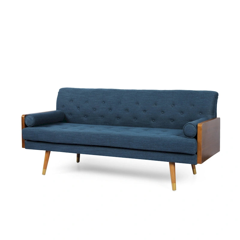 Divano in tessuto trapuntato Jalon stile Mid-century Modern di