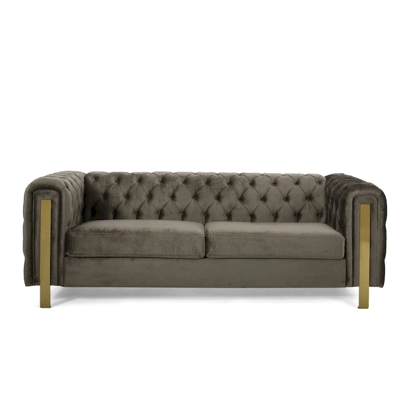 Divano a 3 posti Keyser Modern Glam in velluto trapuntato by   - 83.75 L x 34.50 W x 27.25 H