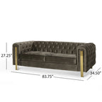 Divano a 3 posti Keyser Modern Glam in velluto trapuntato by   - 83.75 L x 34.50 W x 27.25 H