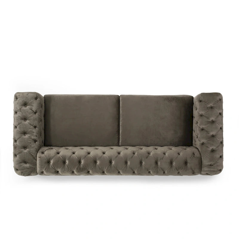 Divano a 3 posti Keyser Modern Glam in velluto trapuntato by   - 83.75 L x 34.50 W x 27.25 H