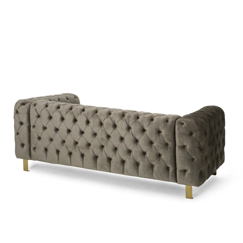 Divano a 3 posti Keyser Modern Glam in velluto trapuntato by   - 83.75 L x 34.50 W x 27.25 H