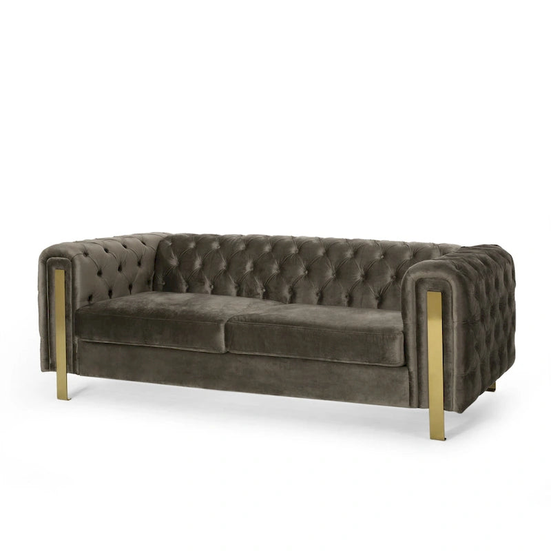 Divano a 3 posti Keyser Modern Glam in velluto trapuntato by   - 83.75 L x 34.50 W x 27.25 H