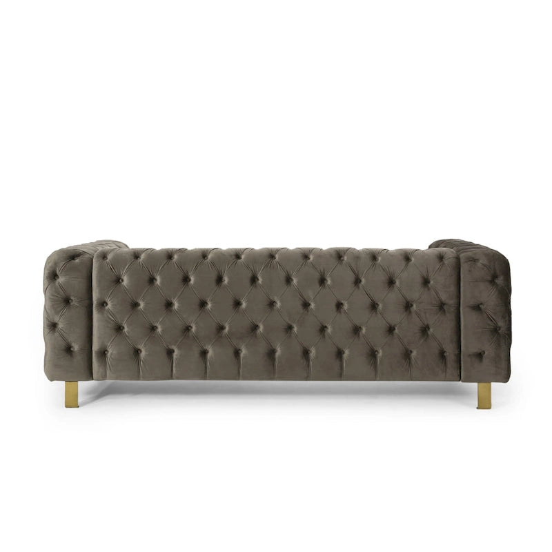 Divano a 3 posti Keyser Modern Glam in velluto trapuntato by   - 83.75 L x 34.50 W x 27.25 H
