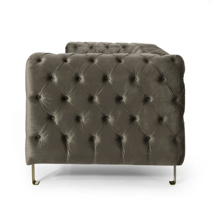 Divano a 3 posti Keyser Modern Glam in velluto trapuntato by   - 83.75 L x 34.50 W x 27.25 H