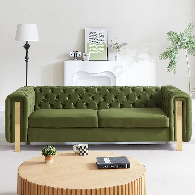 Divano a 3 posti Keyser Modern Glam in velluto trapuntato by   - 83.75 L x 34.50 W x 27.25 H