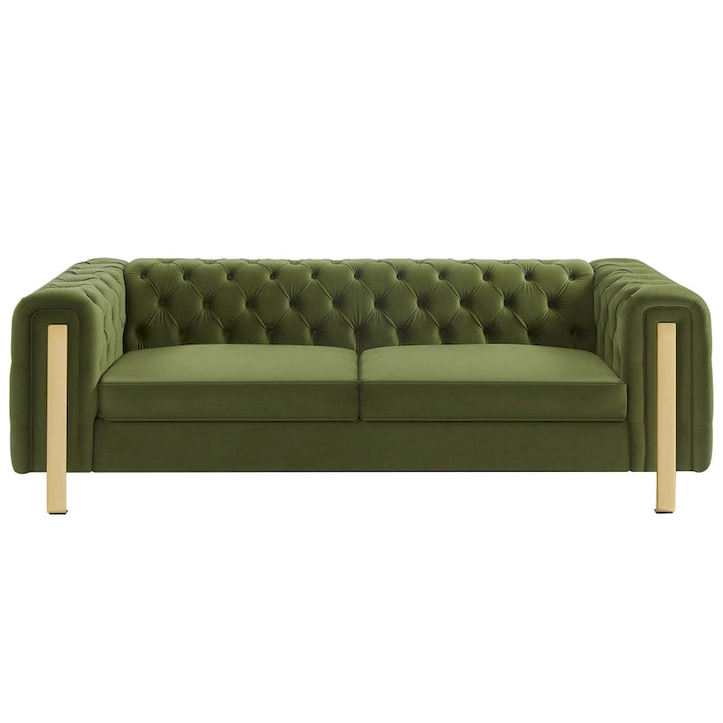 Divano a 3 posti Keyser Modern Glam in velluto trapuntato by   - 83.75 L x 34.50 W x 27.25 H
