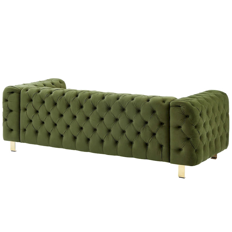 Divano a 3 posti Keyser Modern Glam in velluto trapuntato by   - 83.75 L x 34.50 W x 27.25 H