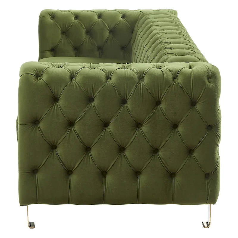 Divano a 3 posti Keyser Modern Glam in velluto trapuntato by   - 83.75 L x 34.50 W x 27.25 H