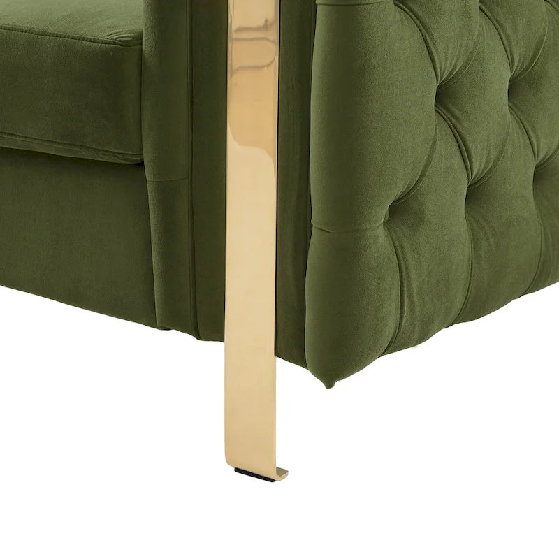 Divano a 3 posti Keyser Modern Glam in velluto trapuntato by   - 83.75 L x 34.50 W x 27.25 H
