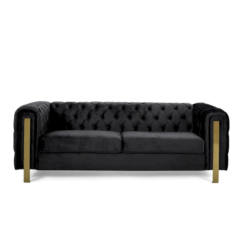 Divano a 3 posti Keyser Modern Glam in velluto trapuntato by   - 83.75 L x 34.50 W x 27.25 H