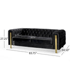 Divano a 3 posti Keyser Modern Glam in velluto trapuntato by   - 83.75 L x 34.50 W x 27.25 H