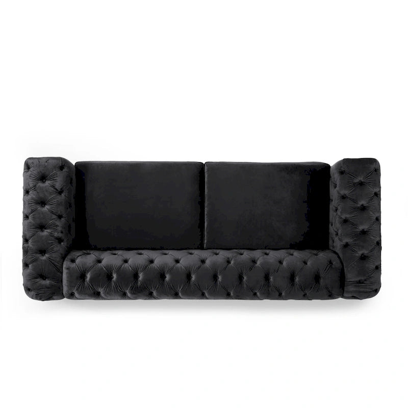 Divano a 3 posti Keyser Modern Glam in velluto trapuntato by   - 83.75 L x 34.50 W x 27.25 H