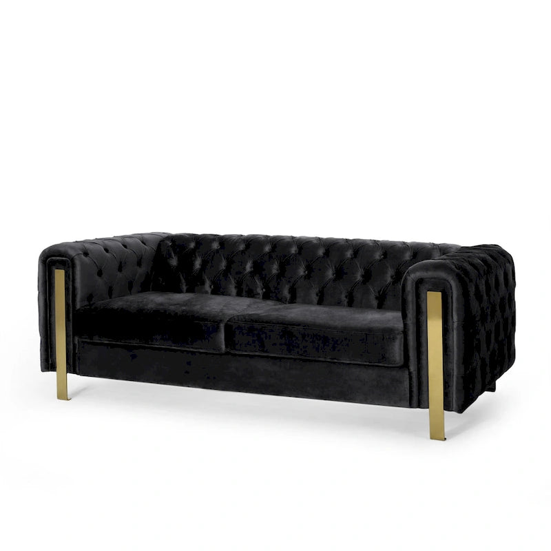 Divano a 3 posti Keyser Modern Glam in velluto trapuntato by   - 83.75 L x 34.50 W x 27.25 H