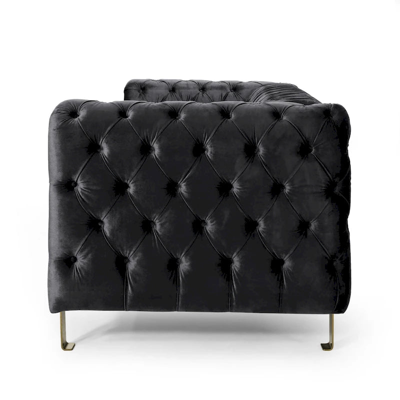 Divano a 3 posti Keyser Modern Glam in velluto trapuntato by   - 83.75 L x 34.50 W x 27.25 H
