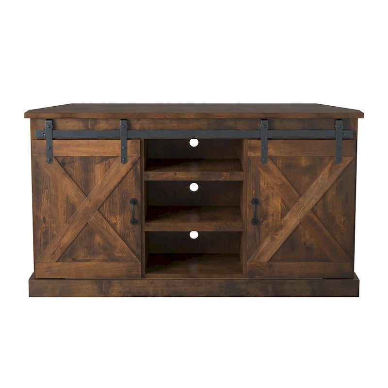 Mobile TV ad angolo Bridgevine Home Farmhouse 66 pollici per TV fino a 80 pollici, nessun assemblaggio richiesto, finitura Aged Whiskey