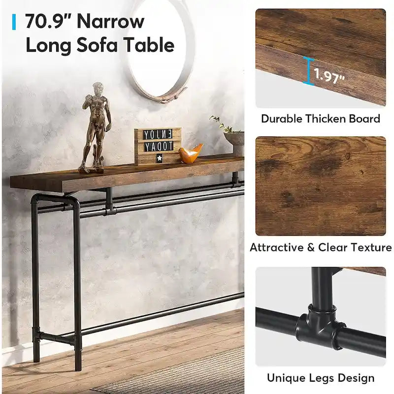 Tavolo Consolle, Tavolo Stretto Lungo da Ingresso da 180 cm per Soggiorno - 30P x 180L x 90A cm