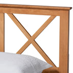 Letto a piattaforma Galvin contemporaneo in legno con finitura marrone