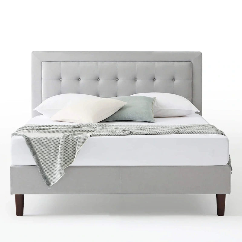Priage by   Grey Sand Upholstered Beige Button-tufted Premium Platform Bed