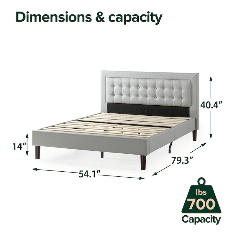 Priage by Grey Sand Letto a piattaforma di alta qualità rivestito in tessuto beige con bottoni trapuntati
