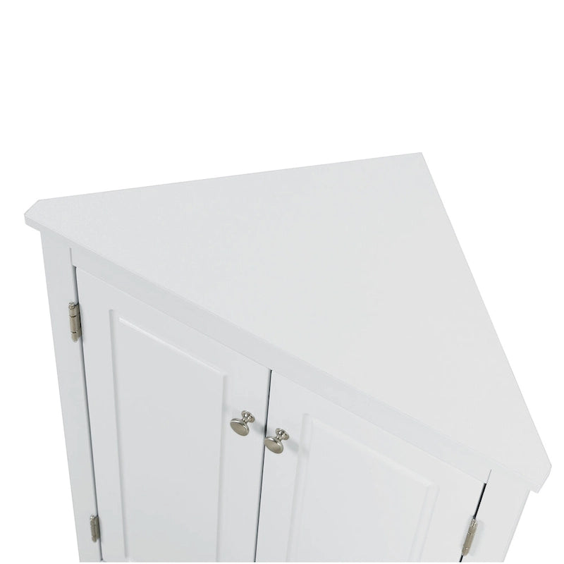 Mobiletto da bagno triangolare bianco con ripiani regolabili - 17.2L x 17.2P x 31.5H