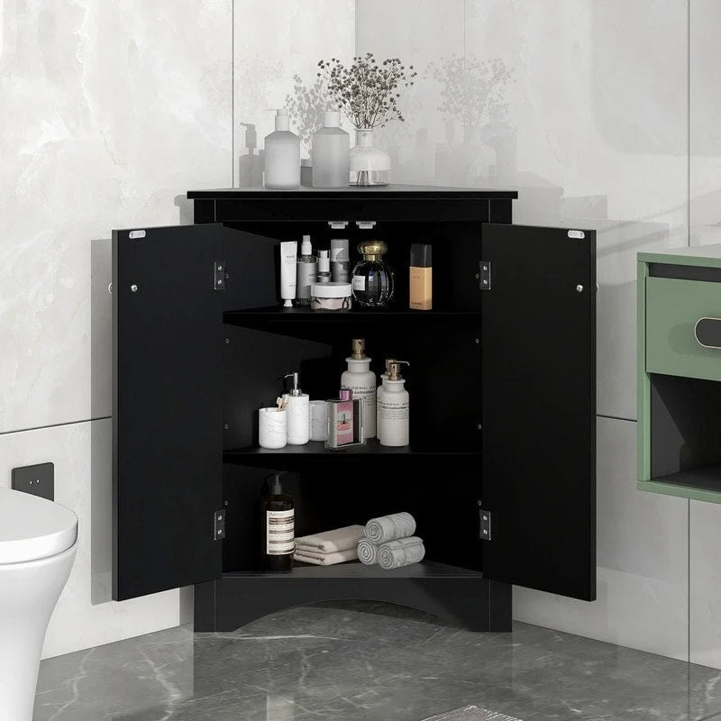 Mobiletto da bagno triangolare bianco con ripiani regolabili - 17.2L x 17.2P x 31.5H