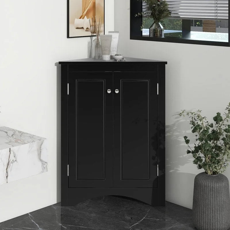 Mobiletto da bagno triangolare bianco con ripiani regolabili - 17.2L x 17.2P x 31.5H