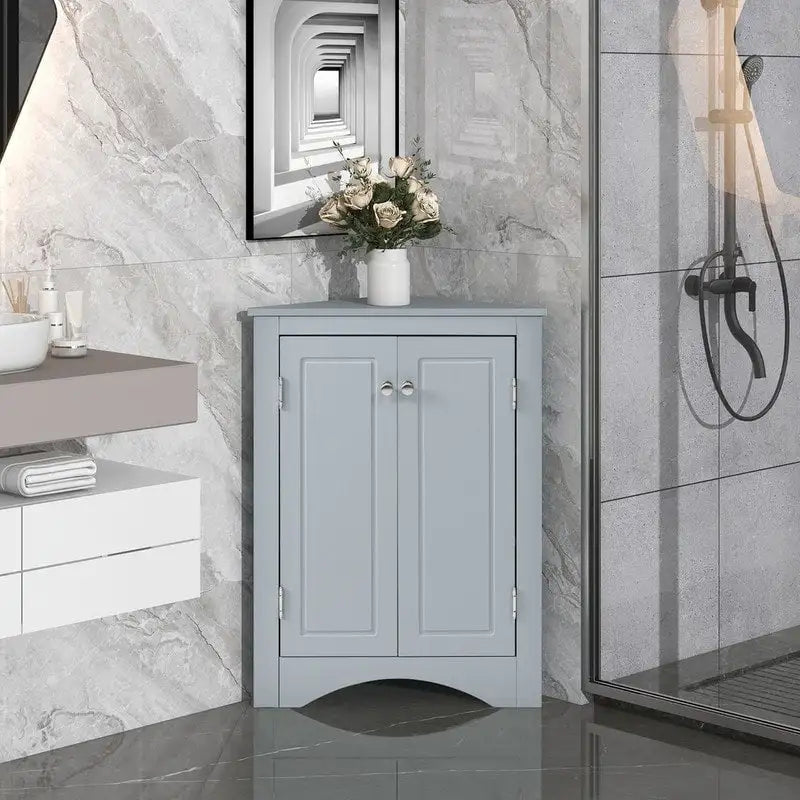 Mobiletto da bagno triangolare bianco con ripiani regolabili - 17.2L x 17.2P x 31.5H