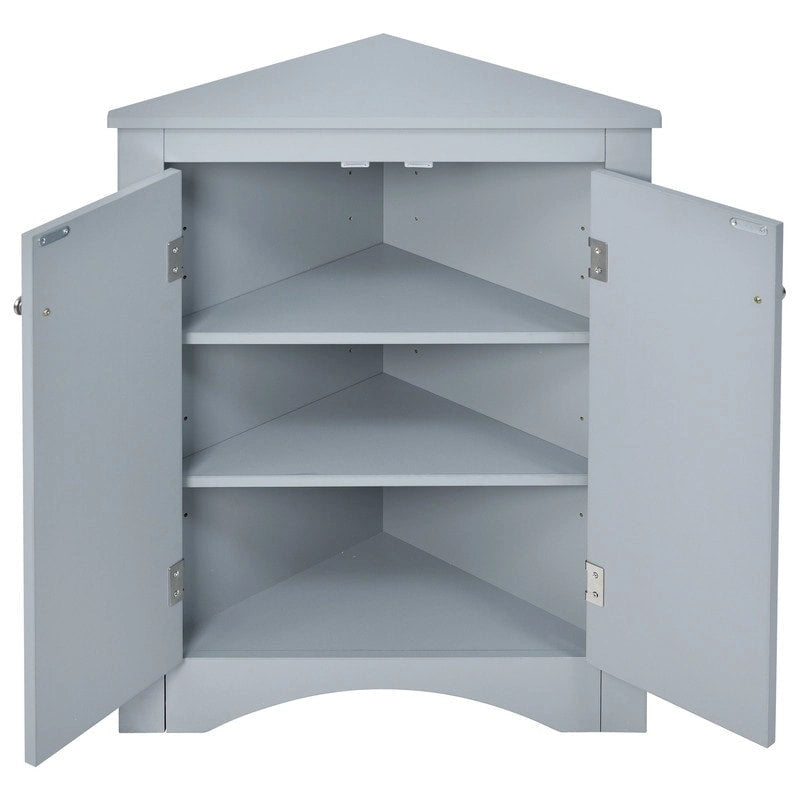Mobiletto da bagno triangolare bianco con ripiani regolabili - 17.2L x 17.2P x 31.5H