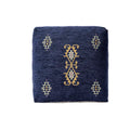 Pouf in misto poliestere con motivo damascato tradizionale Sevita Navy/Senape
