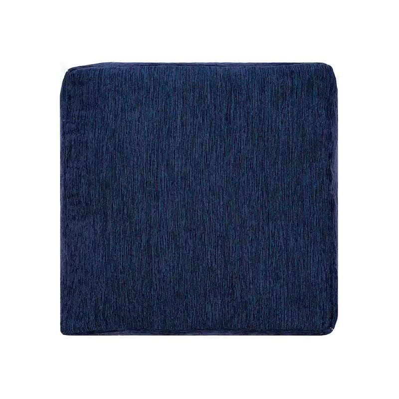 Pouf in misto poliestere con motivo damascato tradizionale Sevita Navy/Senape