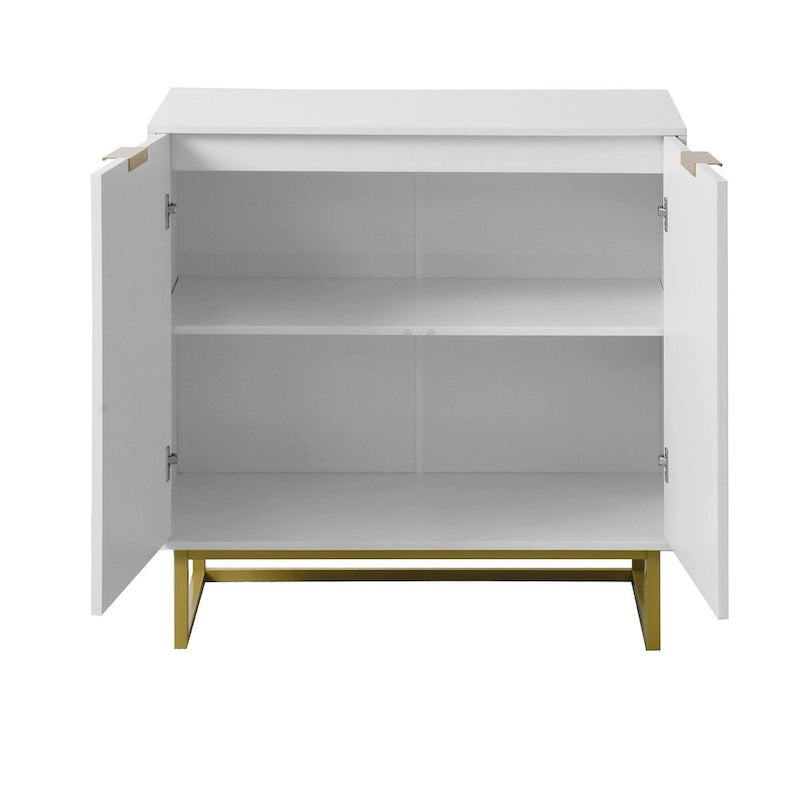 Mobile credenza a 2 ante, mobile contenitore in legno bianco con ripiano regolabile per soggiorno, cucina, camera da letto