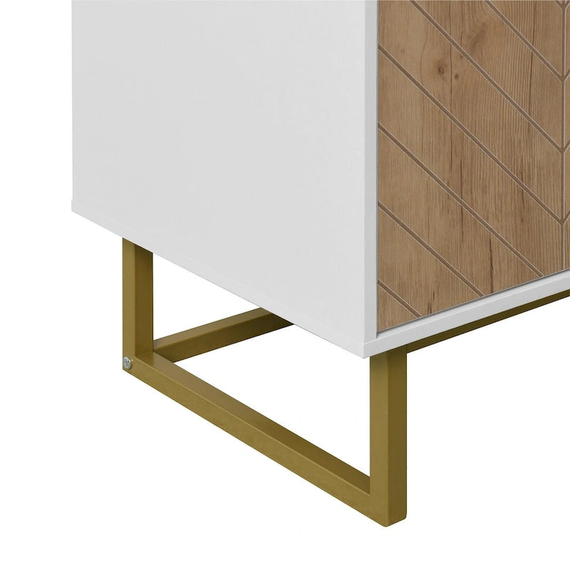 Mobile credenza a 2 ante, mobile contenitore in legno bianco con ripiano regolabile per soggiorno, cucina, camera da letto