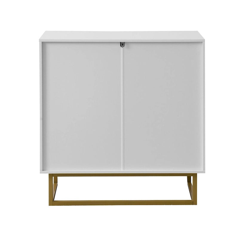 Mobile credenza a 2 ante, mobile contenitore in legno bianco con ripiano regolabile per soggiorno, cucina, camera da letto