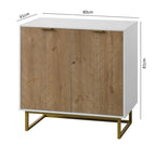 Mobile credenza a 2 ante, mobile contenitore in legno bianco con ripiano regolabile per soggiorno, cucina, camera da letto