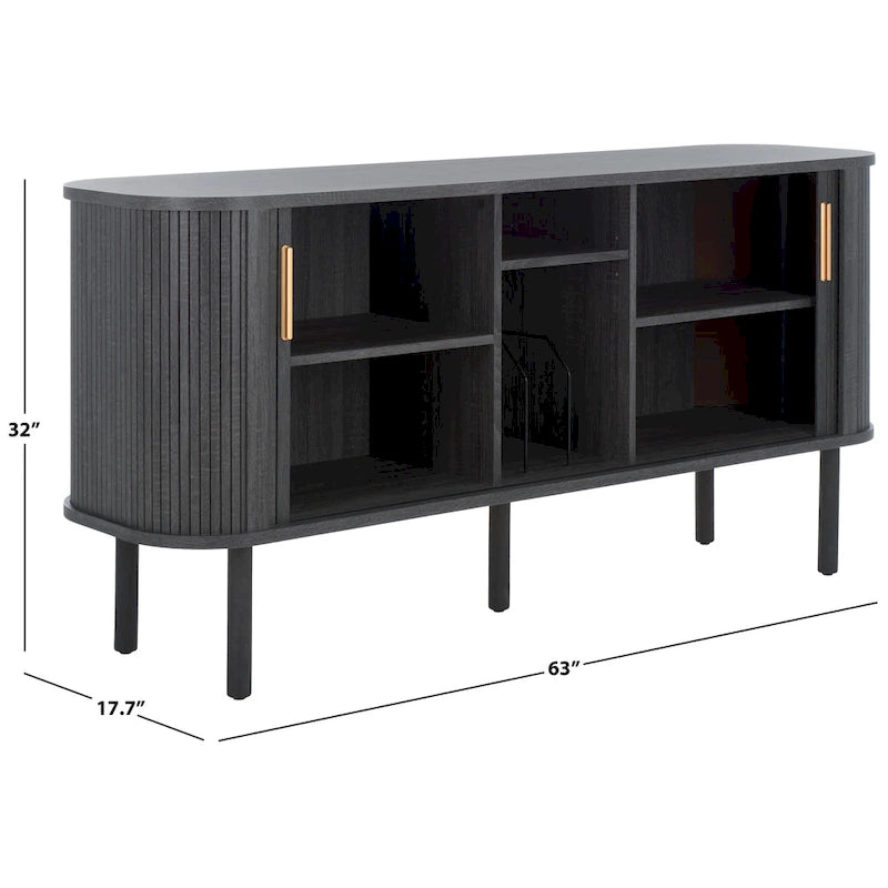 Credenza/Mobile multimediale Home Tealla 2 con ante a serrandina - 63Lx18Px32A